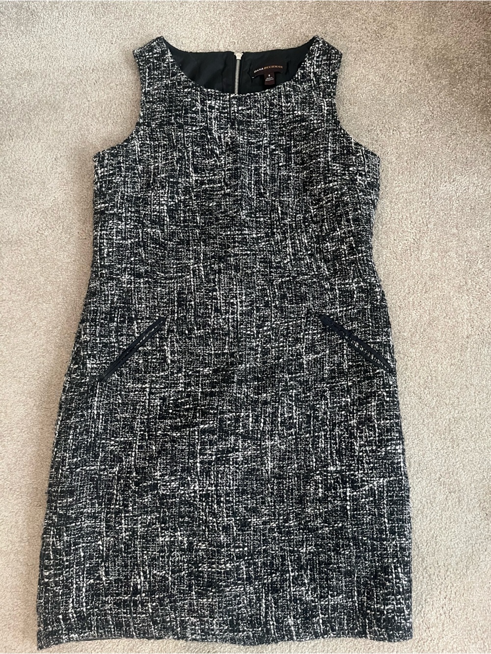 Dana Buchman tweed black and white dress size 8
